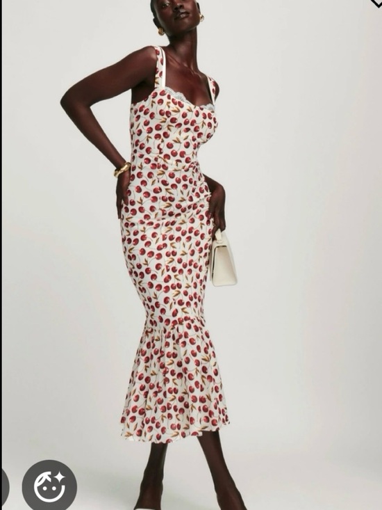 Reformation Dresses & Skirts - Reformation White Maxi Dress with Red Cherry Print